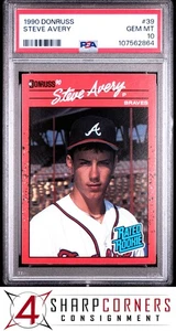 1990 DONRUSS #39 STEVE AVERY RATED ROOKIE BRAVES PSA 10 - Picture 1 of 3