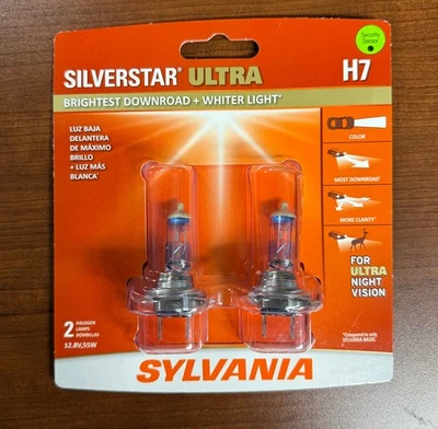 Sylvania Silverstar ULTRA H7 Pair Set High Performance Headlight 2 Bulbs - Image 1 of 2
