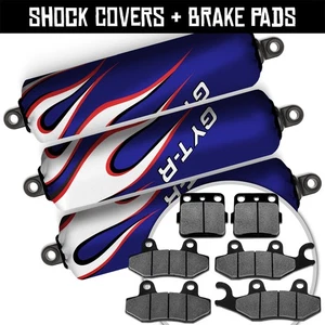 Front+Rear Blue Shock Covers+Brake Pads for Yamaha YFZ450 LES/SET 2004 2005 - Picture 1 of 8