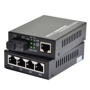 Gigabit Ethernet Media Converter Single Mode Port 4 RJ45 And 1 SC Transceiver - Photo 1/9