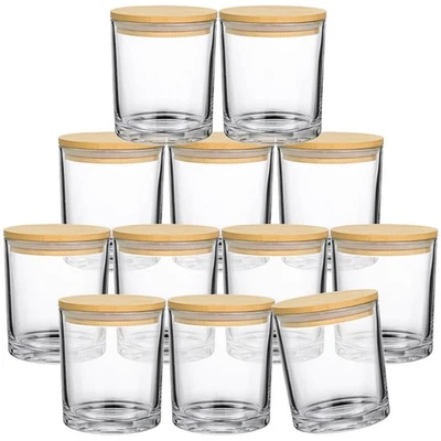 SUPMIND 12 Pack 14oz Glass Candle Jars - Clear Empty Candle Vassels with Bam... - Image 1 of 4