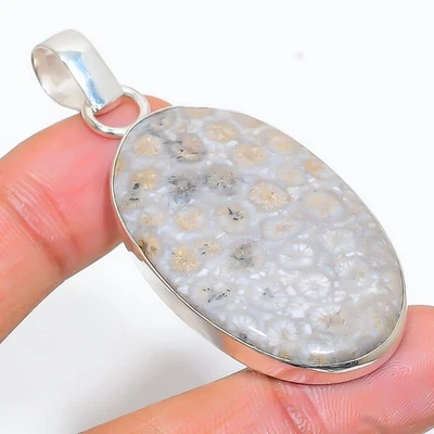 Pendente In Argento Sterling 925 Fatti A Mano In Gemma Corallo 2.29 - Immagine 1 di 4