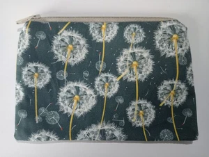 Handmade Scrubbies Lined Organic Cotton Zippy Coin Purse: Dandelion Design - Picture 1 of 3