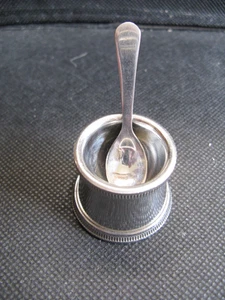 VINTAGE OLDE HALL STAINLESS STEEL MUSTARD POT AND SPOON - Picture 1 of 10