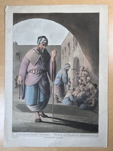 A Maronite Monk & Pilgrims Moine et Pelerins Aquatint Print by L. Mayer - Picture 1 of 4