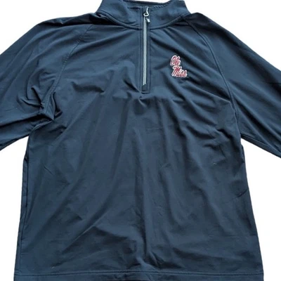 OLE MISS Cutter & Buck Rebels Quarter Zip Pullover Mens Long Sleeve Black LARGE - Image 1 of 4