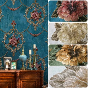 10M Vintage Elegant Gold Floral Wallpaper Embossed Textured Non-woven Roll - Picture 1 of 31