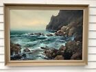Italian Artist Ezelino Briante Large Oil/Canvas ?Rocky Coastal View?