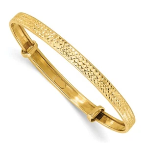 14k Yellow Gold Polished Diamond-cut flexible Baby Bangle Bracelet for Mom - Picture 1 of 4