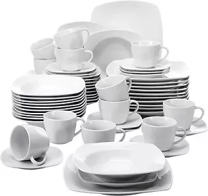 MALACASA Julia Porcelan Dinnerware Set Kitchen Dishware Serving Plate Gray White - Picture 1 of 41