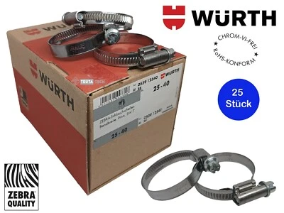 25x hose clamp Würth Zebra 25-40mm W9mm. DIN 3017 053912540 ZEBRA QUALITY - Image 1 of 4