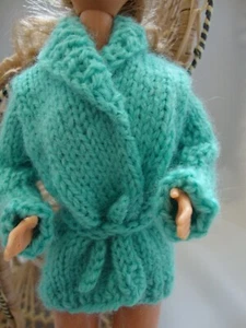 Hand Knit Doll Clothes Green Wrap Sweater Belt fits 11.5" fashion such as Barbie - Picture 1 of 2