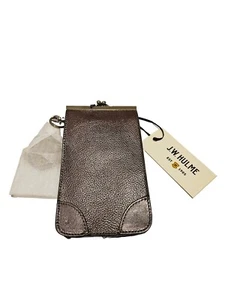 J.W.HULME Kiss Lock Metallic Pewter Keychain Bag/phone Case NWT. - Picture 1 of 12