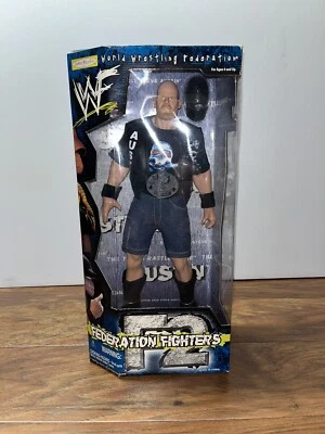 WWF Federation Fighters 12" Stone Cold Steve Austin, Smoking Skull Belt 1999 NIB - Image 1 of 4