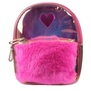 NEU Mädchen rosa metallic Kunstfell Rucksack Schultasche Reisetasche pink - Bild 1 von 5