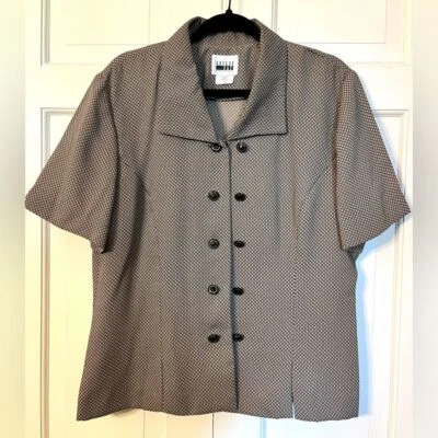 Винтажная двубортная блузка с воротником на пуговицах Leslie Fay размер 18 загородный дом - Изображение 1 из 4