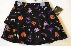 Halloween Girls XS 4-5, S 6-6X, M 7-8 L 10-12 XL 14-16 XXL 18 Black Tiered Skirt - Picture 1 of 7