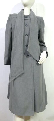 Abrigo Midi Retro Vintage Años 70 Mar Del By Rice Todo Lana Gris Bufanda Adjunta S Foto 1 de 4