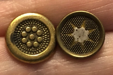 LOT OF 2 ANTIQUE JACKSONIAN COUSIN BUTTONS  circa 1820-1840  1/2" Cover