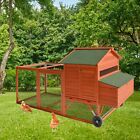 Wooden Chicken Coop Poultry House with Wheels Outdoor Rabbit Hutch with Tray