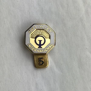 Vintage Optimist International Company Lapel Pin Employee 5 Year Gold Tone - Picture 1 of 3
