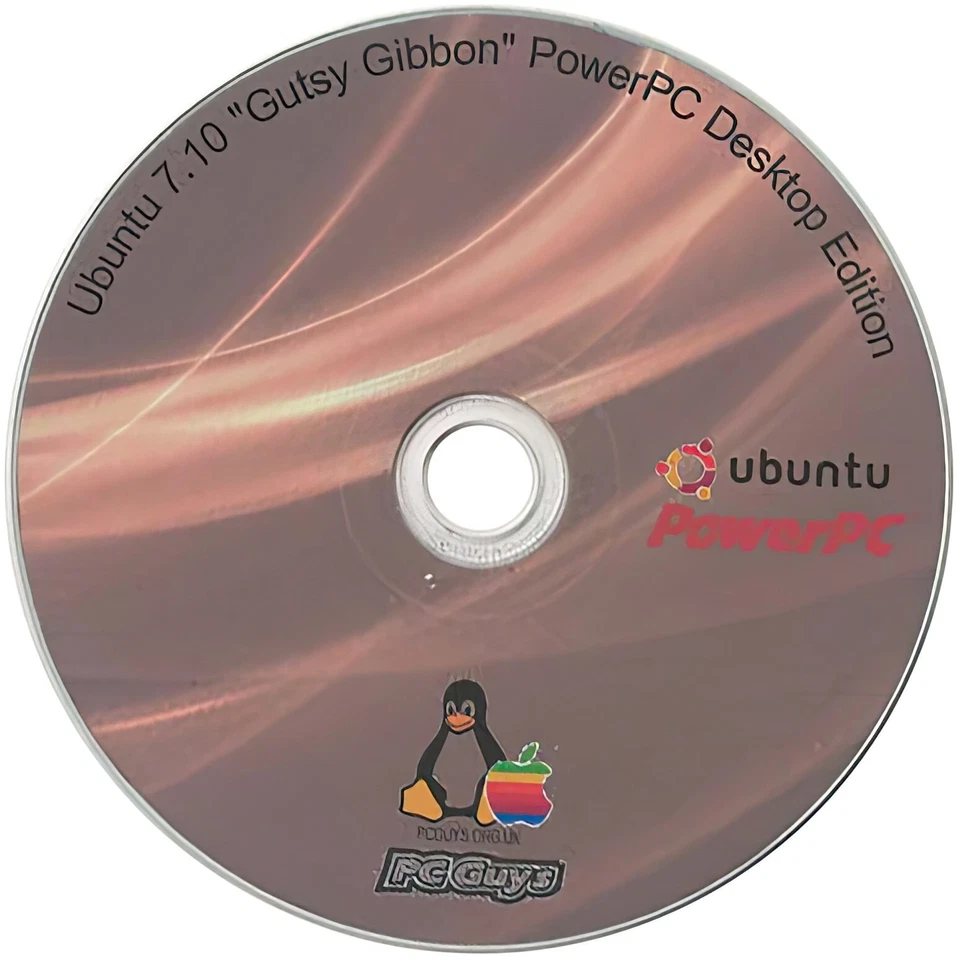 Ubuntu 7.10 Gutsy Gibbon PowerPC Desktop Edition CD Install Apple Mac G3 G4 G5 i - Image 1 of 1