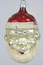 Vintage Blown Glass SANTA HEAD Red HAT Mica Christmas Ornament Germany