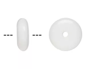 Bead, Opaque White Czech Pressed Glass 8.5x3.5mm Rondelle Disc Beads (130)* - Picture 1 of 3