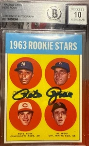 1963 Topps ( Reprint)  Pete Rose, McMullen, Al Weis (RC)  Rookie Star Auto10 💎 - Picture 1 of 5