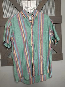 Vintage Sears Rehbock gestreift Knopfleiste Kurzarm Freizeithemd Herren Gr. Medium - Bild 1 von 9