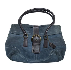Bolso Hobo Cartera Cuero Vintage Coach Azul Gamuza Soho-Hampton 9507 - Imagen 1 de 12