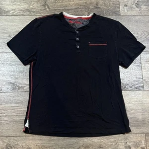 Robert Graham Henley T-Shirt Black Red Stitching RG91901 - Men’s Small MSRP $118 - Picture 1 of 7
