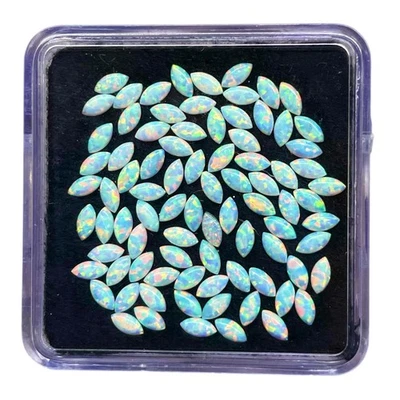 20 Pcs Australian Opal 4x2mm Marquise Cabochon AAA Quality Lab Created Gemstones - Image 1 of 4