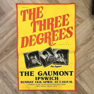 The Three Degrees ORIGINAL Live IPSWICH Promo Poster Funk/Soul  72x49 CM 80s - Imagen 1 de 8