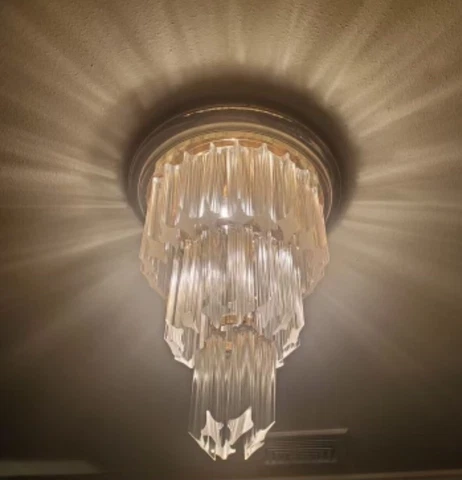 MURANO Italy Venini Crystal Glass Flush Mount Quatro Chandelier Wedding Cake Cover