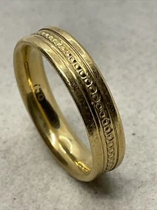 VINTAGE HANDMADE Solid 17K Yellow Gold Comfort Fit Wedding Band Ring 5.7gr. - Picture 1 of 18