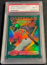 1993 RICKEY HENDERSON TOPPS FINEST REFRACTOR #86 PSA 9 OAKLAND A'S HOF (447)