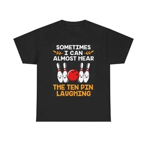Funny Bowling Graphic T Shirt Ten Pin Laughing Comedy Unisex Heavy Cotton Tee - Picture 1 of 8