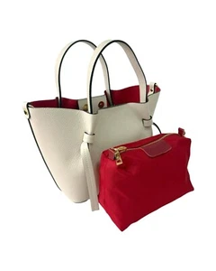 ITALIENISCHE TRENDIGE HANDTASCHE BEUTELTASCHE AUS GENARBTEM LEDER MIT ETUI - HERGESTELLT IN ITALIEN - Bild 1 von 8