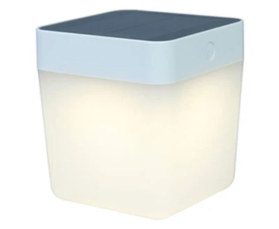 Lutec Solar Powered Table Cube LED Lamp, Model 6908001331, White, Touch Dimmer - Image 1 of 4