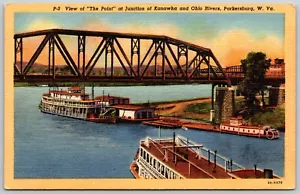 Postkarte West Virginia Parkersburg WV Kreuzung der Flüsse Kanawha und Ohio - Bild 1 von 2