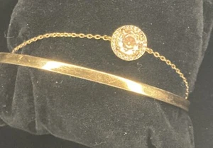 Henry Bendel Gold Double Cuff Bracelet With Gems - Picture 1 of 22