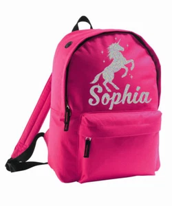 Mochila Mochila Personalizada Bolso Unicornio Niños Añadir Nombre Plata Brillante Cumpleaños - Imagen 1 de 12