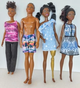Lot of 4 Barbie African American Fashionistas AA Dolls For OOAK  - Picture 1 of 3
