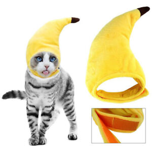 Dog Headwear Yellow Banana Shaped Cat Hat Headcover Puppy Props Dress Funny Cute