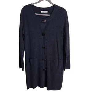 Ellen Tracy Merino Wool Blend Charcoal Gray Long Line Cardigan Sweater Size XL - Picture 1 of 6