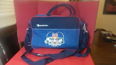 Nuevo Bolso de Lona para Laptop Denim Powerpuff Girls Parche Color Años 00 16"X11" 2001 De Colección Foto 1 de 4