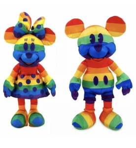 NEW Disney Parks Mickey & Minnie Mouse Rainbow Pride Month Plush Stuffed Toy - Picture 1 of 5