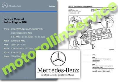 Mercedes m104 6 Cylinder Engine Service Manual w202 C280 and C36 AMG Workshop - Image 1 of 2