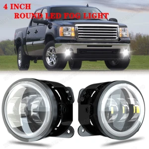 For 2007-2013 GMC Sierra 1500 2500 3500 Pair 4" Round LED Bumper Fog Lights DRL - Picture 1 of 14